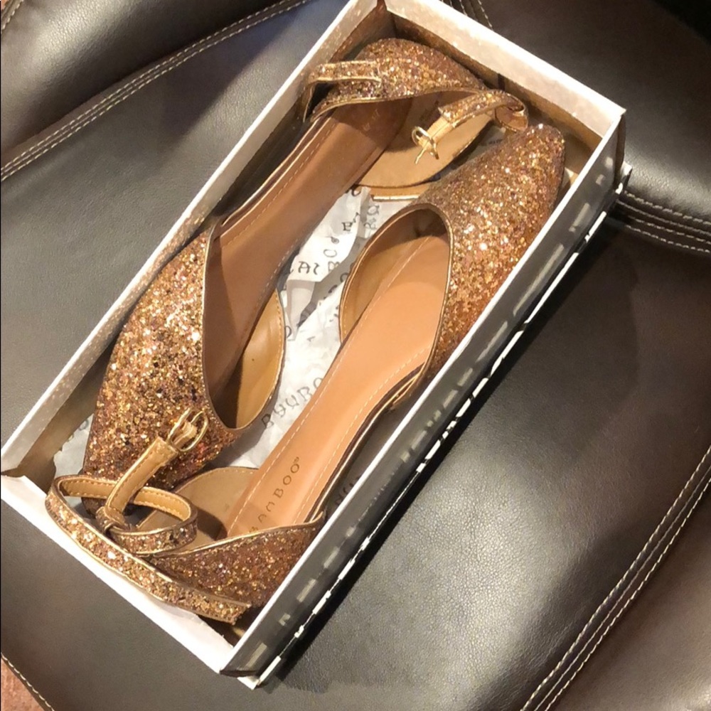 BAMBOO Gold Glitter Flats